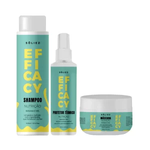 Kit Nutrição efficacy Banana e Mel - Shampoo 300ml - Máscara 300gr - Protetor térmico 120ml